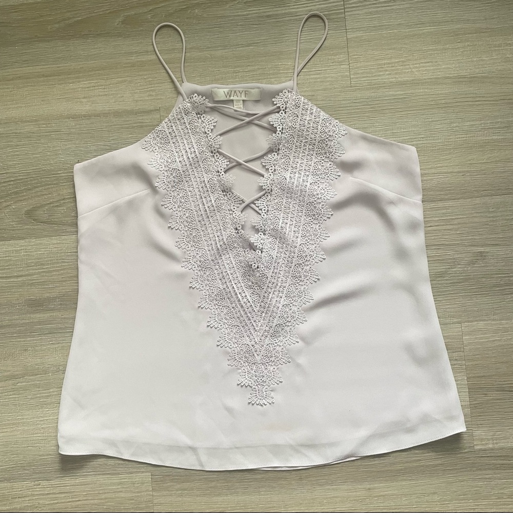 WAYF Posie Lace Trim Cami Lavender XS